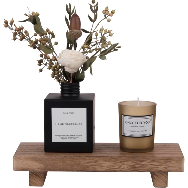 Zoocatia Small Wood Tray Pedestal Stand Farmhouse Bathroom Decor Decorative Wood