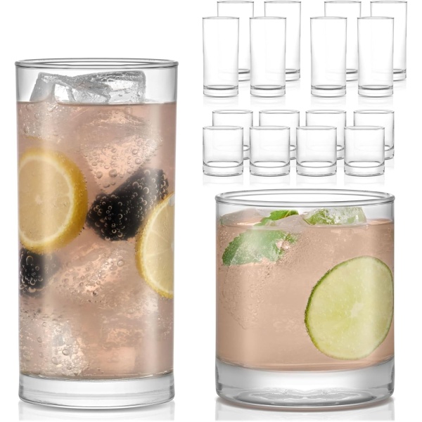 Libbey Province Tumbler and Rocks Glass Set, Elegant Drinkware Glasses Set