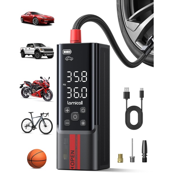 Lamicall Portable Car Tire Inflator - Air Compressor [150 PSI] [4X Faster]