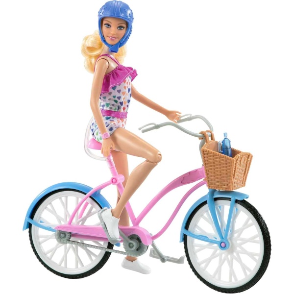 Barbie Doll and Bike Playset with Doll (11.5 in, Blonde), Bicycle with Rolling