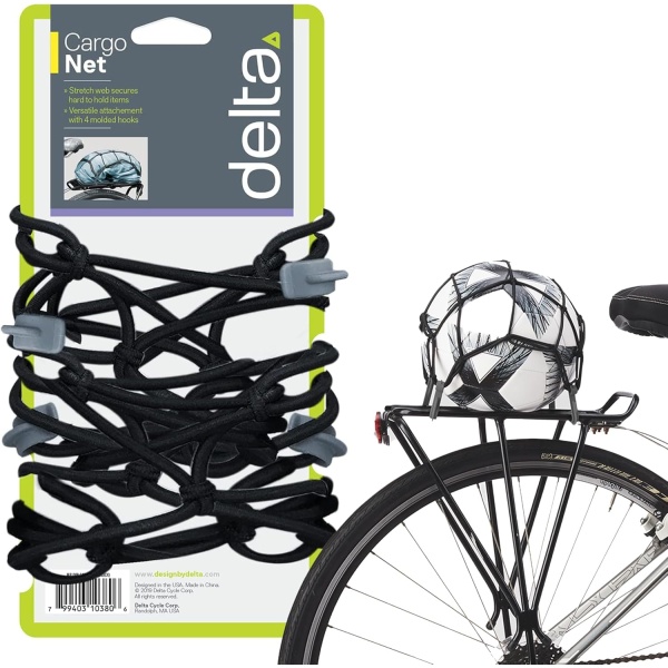Small Cargo Net by Delta Cycle - Expandable Bungee Net with Hooks Stretches